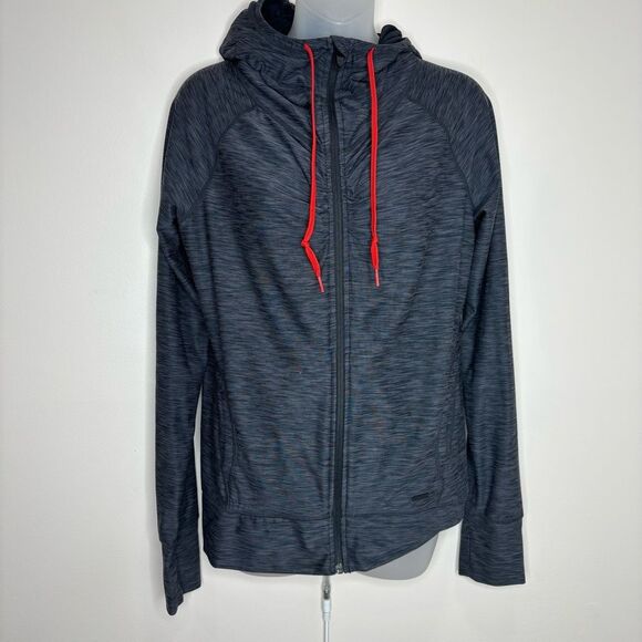 prAna Women's Charcoal Camelia Zip Hoodie Ruched Gray Space Dye size medium - Picture 2 of 8